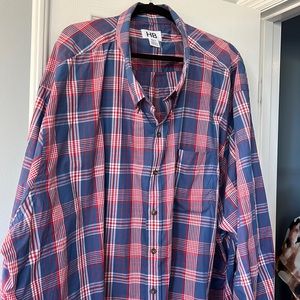 Mens button down blue and red check shirt